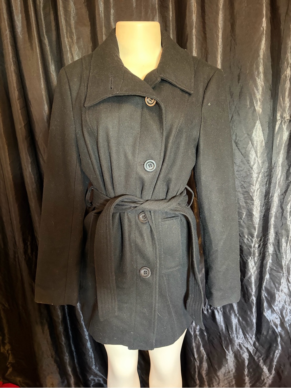 Pelle Studio Black Belted Trench Coat
